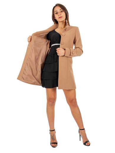 Cappotto Donna Corto Sciancrato Elegante con Collo Alto