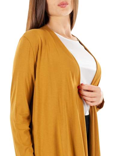 Cardigan Lungo Donna In Cotone Aperto Senza Bottoni Curvy