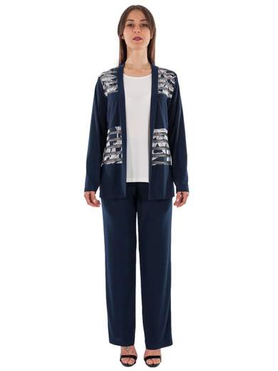 STRABELLO Completo Pantaloni Eleganti Da Cerimonia Con Cardigan E Blusa