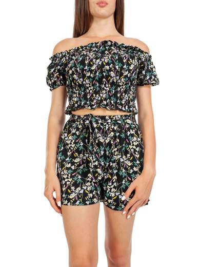 Completo Top E Pantaloncini Ragazza Fiorellini Elasticizzato