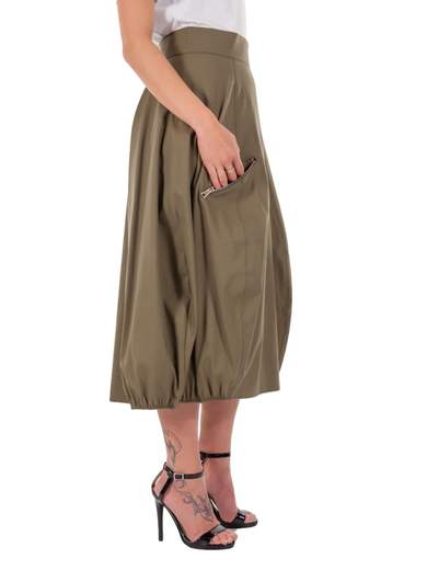 Gonna A Vita Alta Midi Ampia Estiva A Palloncino Con Zip