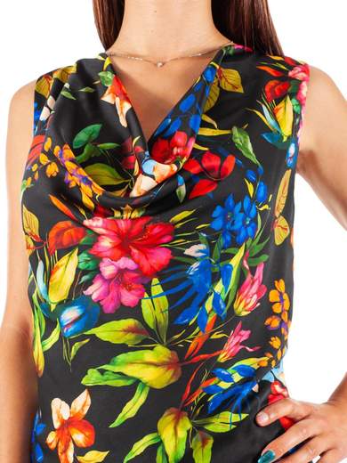 KITANA Top Donna Elegante Blusa Taglie Forti Curvy Scollo Drappeggiato