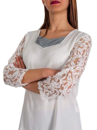 Blusa Elegante Per Cerimonia Taglie Forti Donna In Pizzo