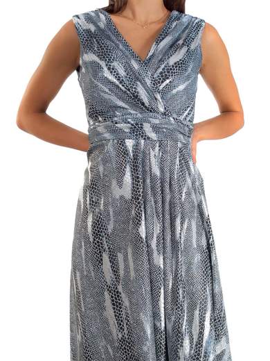 Abito da sera lungo maculato lurex con spacco stile impero