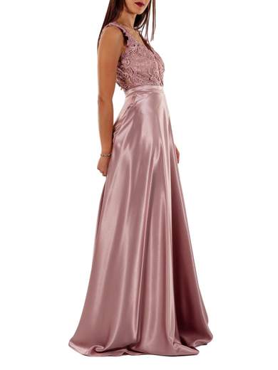 Abito Cerimonia Lungo Donna In Raso Damigelle 3846 Slim