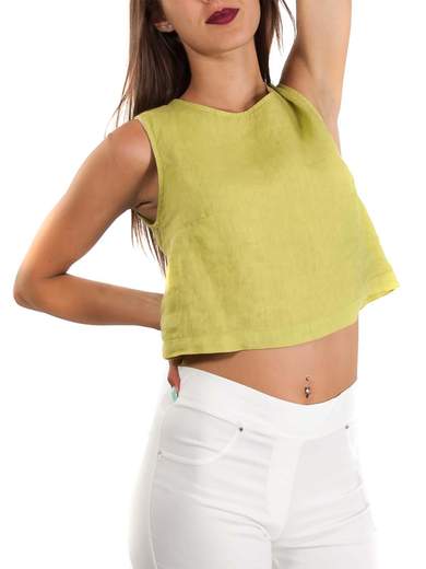 CARMEN UNICA Top corto in lino FTI662
