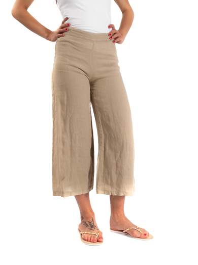 CARMEN Pantaloni gaucho in lino FTI714