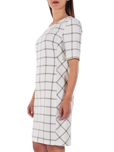 CARMEN Vestito Donna A Tubino Maniche Corte Sopra Il Ginocchio