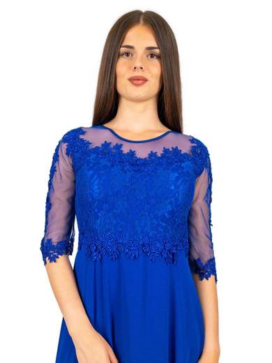 Abito Cerimonia Donna Corto Elegante con Pizzo e Strass
