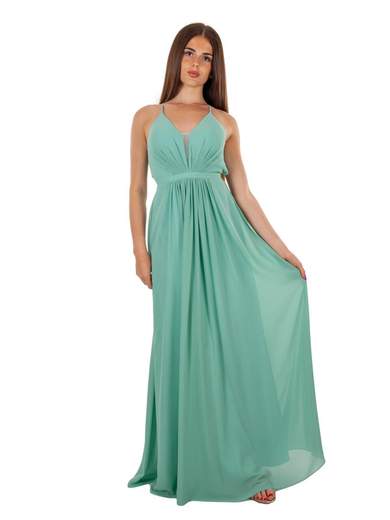 Abito Lungo da Cerimonia con Schiena Scoperta e Scollo Profondo