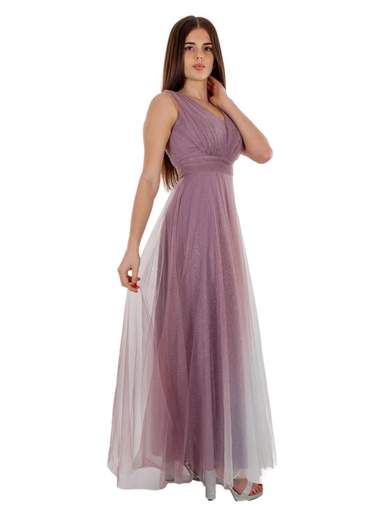 Abito lungo da cerimonia in tulle stile impero