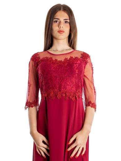 Abito Cerimonia Donna Corto Elegante con Pizzo e Strass