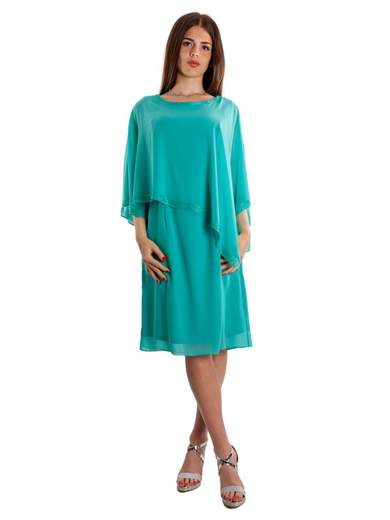 Abito cerimonia donna corto da signora elegante con mantella