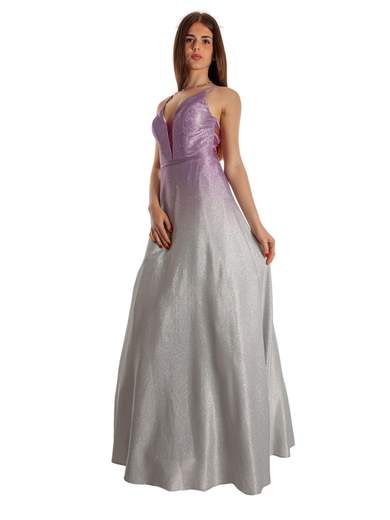 Abito da cerimonia lungo glitterato elegante stile principessa