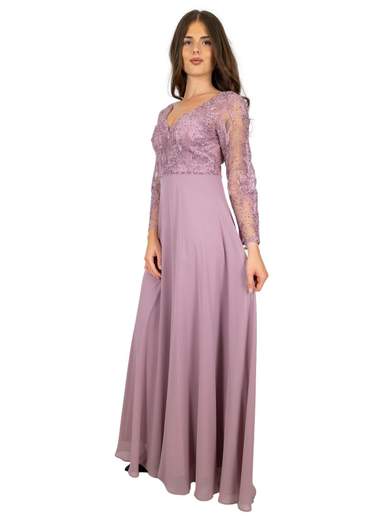 Abito lungo cerimonia manica lunga per mamma sposa o sposo