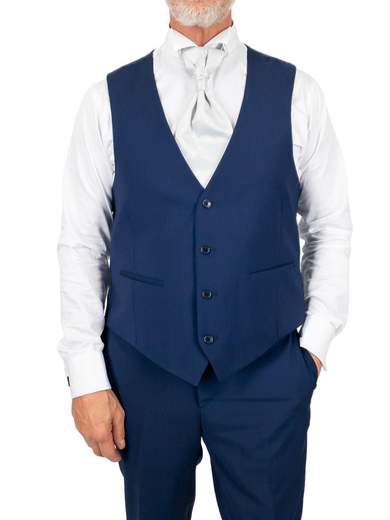 Abito uomo cerimonia slim fit con gilet Drop 7 fresco lana