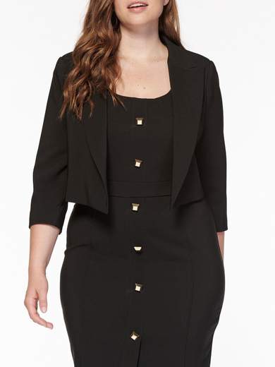 Blazer donna corto elegante in tessuto tecnico curvy