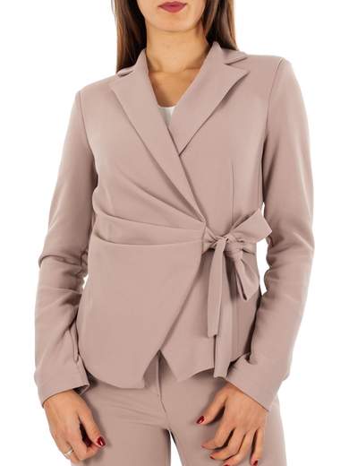 Blazer donna elegante a portafoglio in crepe con revers
