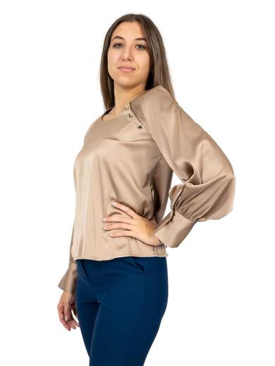Blusa elegante in crepe satin a manica lunga
