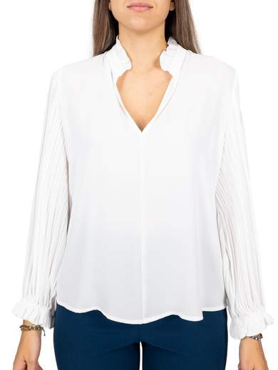 Blusa elegante per cerimonia in georgette maniche plissettate