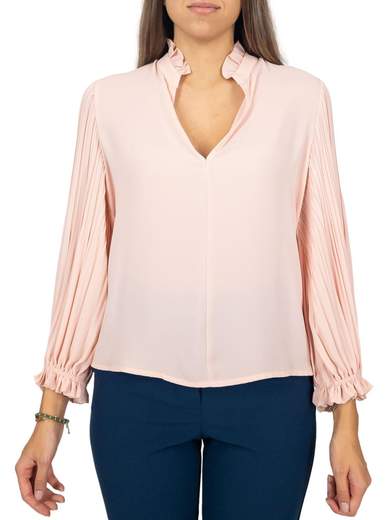Blusa elegante per cerimonia in georgette maniche plissettate