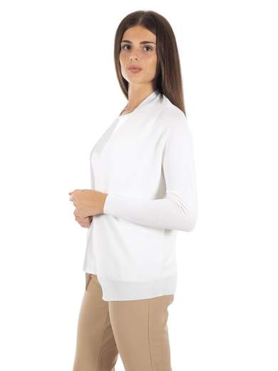 Cardigan donna corto elegante aperto in viscosa elasticizzato