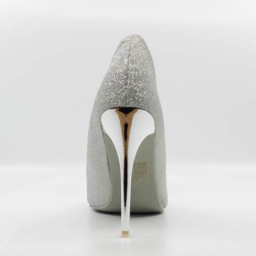 Décolleté argento glitter tacco lucido cm 11 e mezzo 8380