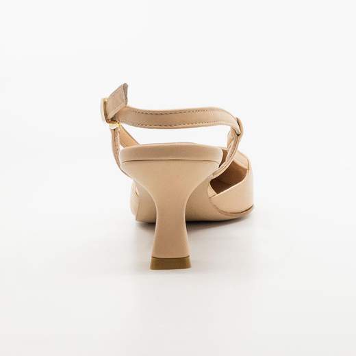 Decollete beige cerimonia tacco medio largo con cinturino