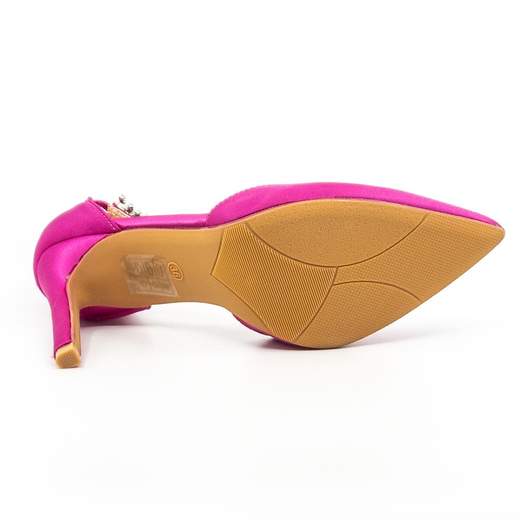 Décolleté Fucsia in Raso da Cerimonia con Borchie e Tacco Alto 9.5 cm