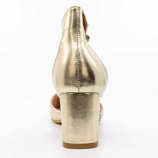 Décolleté Oro con Cinturino e Tacco Largo