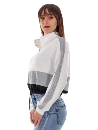 STRABELLO Felpa corta donna con zip MDL1006