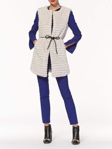 Gilet pelliccia ecologica con cintura ecopelle