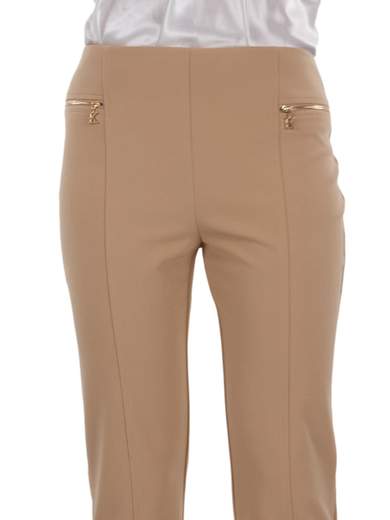 Pantaloni curvy dritti stretch vita alta in tessuto mano crepe