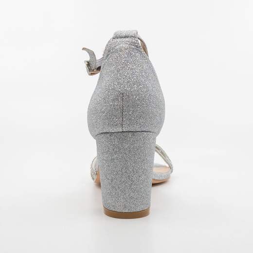 FASHION & BELLA Sandali Argento Cerimonia Eleganti Donna Comodi Tacco Medio