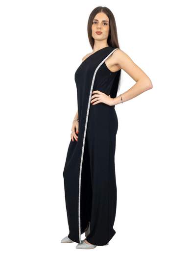 Tuta elegante per cerimonia jumpsuit monospalla con strass