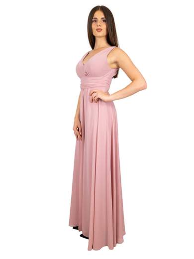 Tuta elegante da cerimonia donna con scollo a V e gonna lunga effetto chiffon