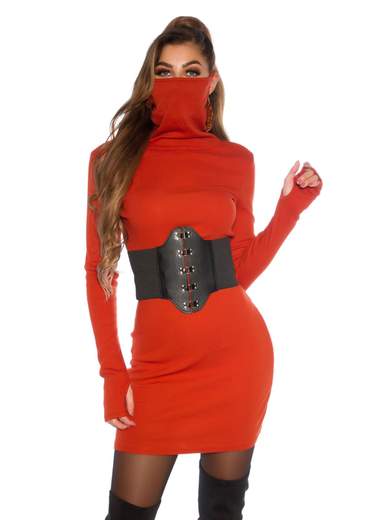 KOUCLA Maxi Maglia Vestito Con Mascherina Integrata Vestibilità Slim