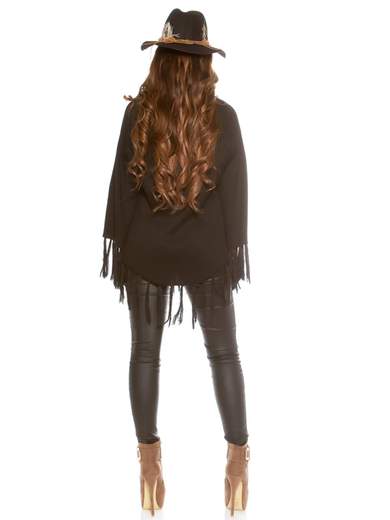 KOUCLA Poncho A Maglia Donna Coste Con Maniche Pipistrello Frange