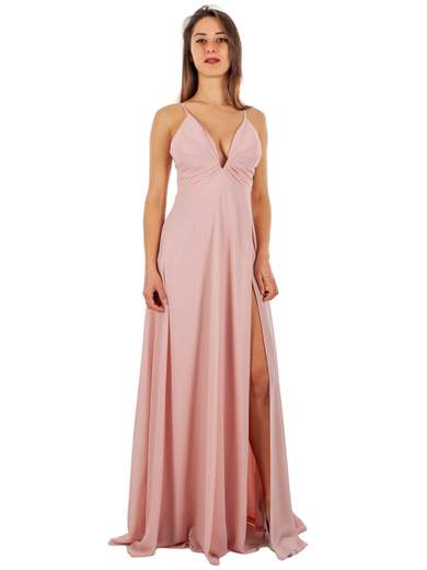 STRABELLO CERIMONIA Vestito Cerimonia Elegante Lungo con Spacco e Scollo a V A29499-3937-GINA