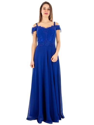 Abito da cerimonia lungo donna con scollo omerale elegante
