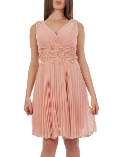 Abito cerimonia donna corto con spalline elegante in chiffon