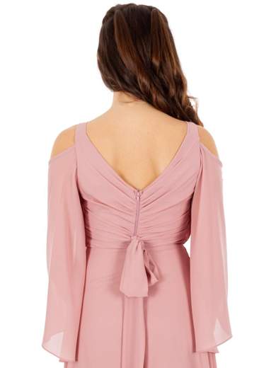 Abito lungo elegante cerimonia manica lunga stile impero