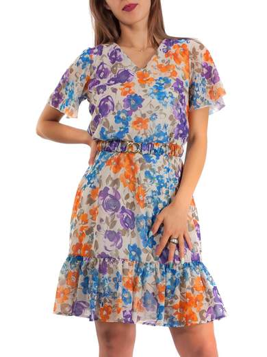 CARMEN Vestito A Fiori Elegante Online Donna Corto Estivo Con Balze