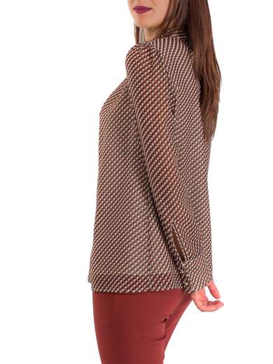 CARMEN Blusa Elegante Donna Fantasia Manica Lunga Chiffon