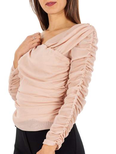 RINASCIMENTO Camicetta Elegante Da Donna Trasparente Maniche Lunghe in Tulle