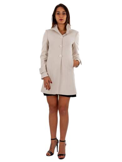 Cappotto Donna Corto Sciancrato Elegante con Collo Alto