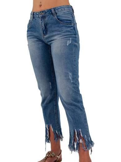 FARFALLINA Jeans capri destroyed L706