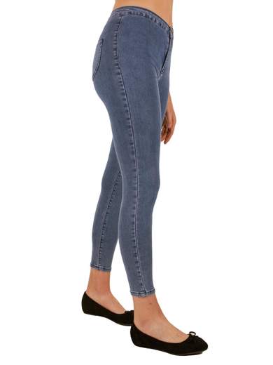 Jeans Crop Donna Vita Alta Skinny Push Up Stretti Elasticizzati