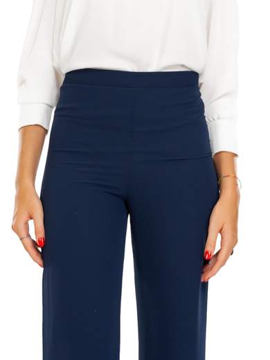 Pantalone elegante a vita alta largo in chiffon