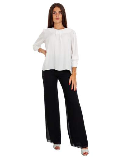 Pantalone elegante a vita alta largo in chiffon